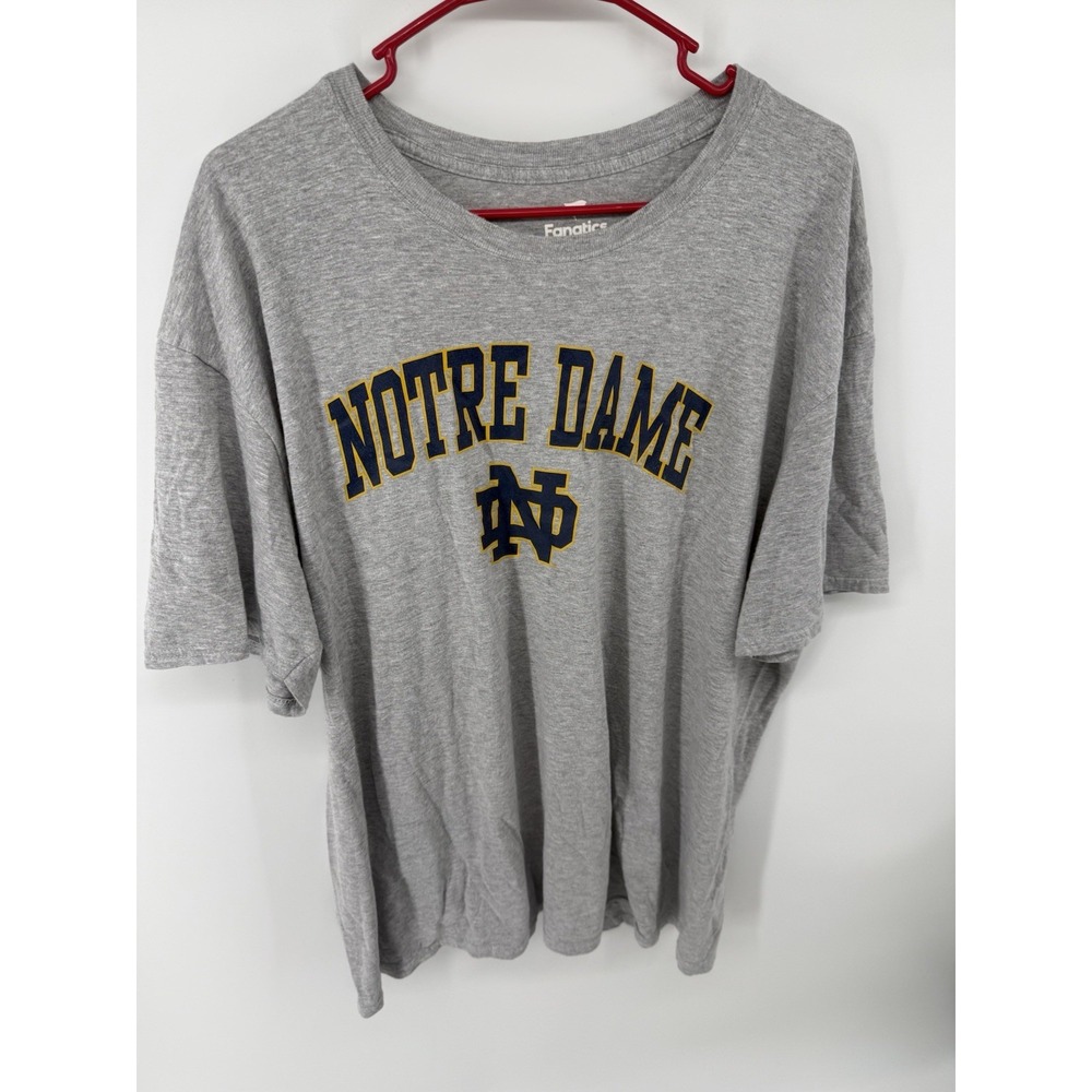 Notre Dame Fighting Irish Fanatics T-Shirt Mens 2XL Gray NCAA Logo Tee